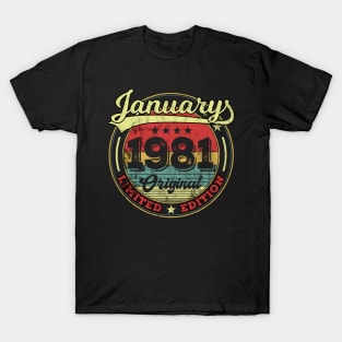 40th Birthday Vintage January 1981 400 Years Gift T-Shirt